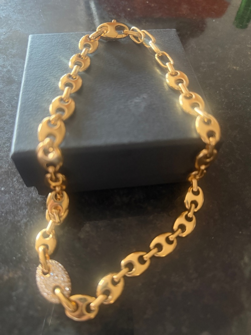 J. Crew Gold-Tone Link Necklace with Crystal Pavé Accent